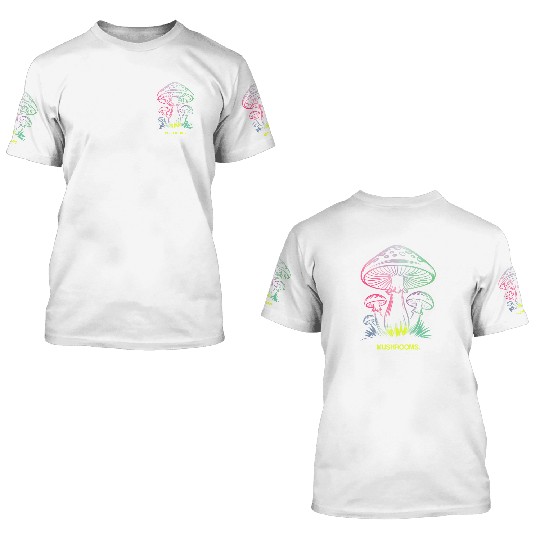 Glowing Mushrooms Colored 3D T Shirts