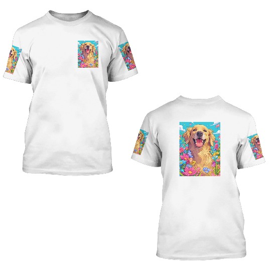 Super cute Golden Retriever 3D T Shirts