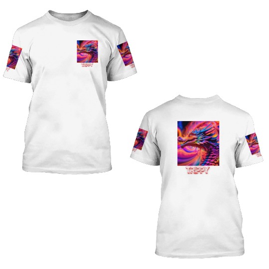 Trippy psychedelic fractal dragon 3D T Shirts