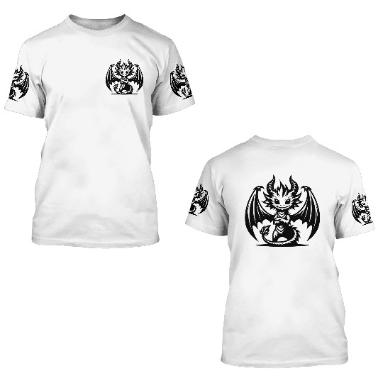 Children's Dragon With Wings Wild Horns Face 3D T Shirts