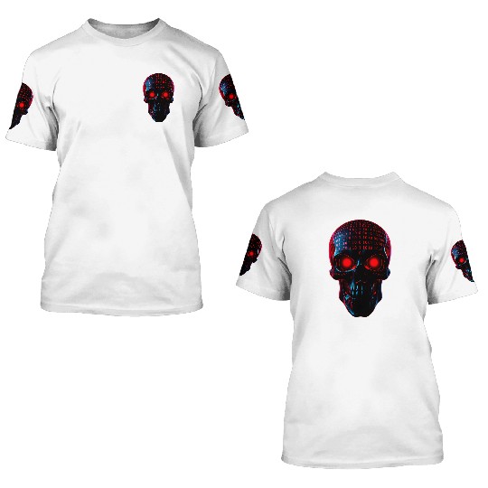 Neon Skull Binary Pulse 3D T Shirts