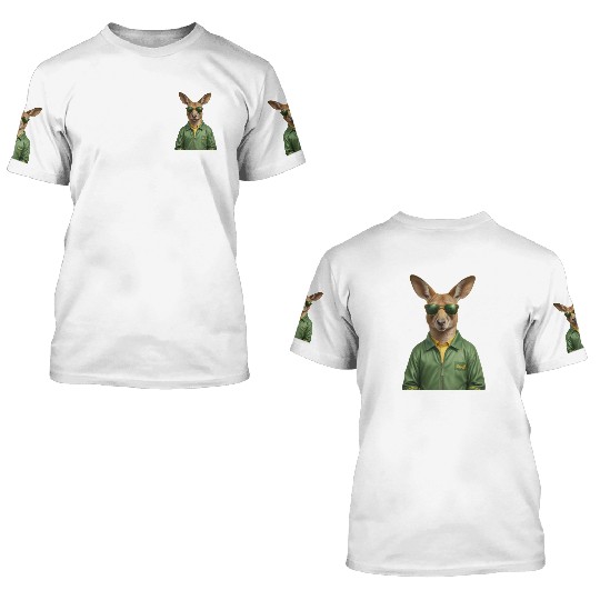 Green and Gold Kangaroo 3 3D T Shirts