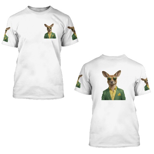 Green and Gold Kangaroo 7 3D T Shirts