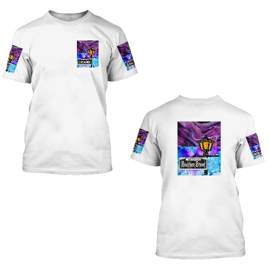 Purple Bourbon Street Lamp Post 3D T Shirts