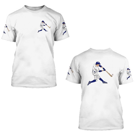 baseball player hitting ball with bat 3D T Shirts