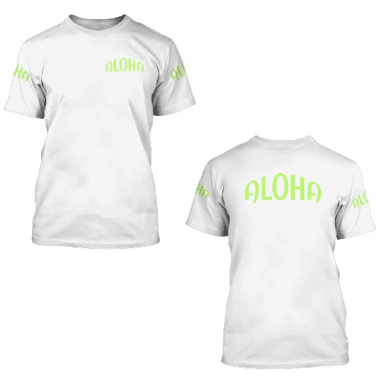 Neon Green ALOHA Graphics 3D T Shirts