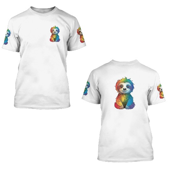 Colorful Rainbow Sloth – Cute & Chill Relaxation 3D T Shirts