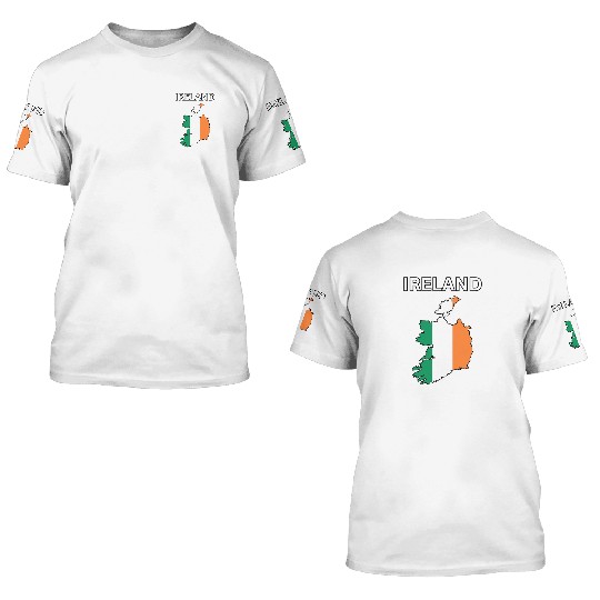 Ireland Flag Map 3D T Shirts