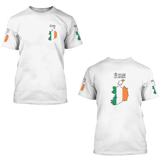 Éire Flag Map 3D T Shirts