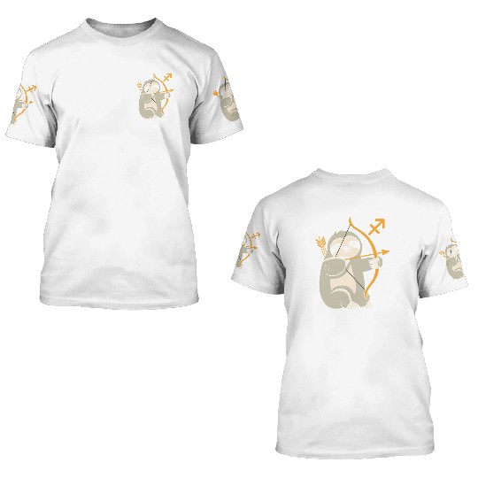 Sagittarius Zodiac Sloth Archer Adventure 3D T Shirts