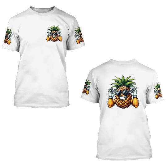 Strong Pineapple with Sunglasses Cartoon 3D T Shirts