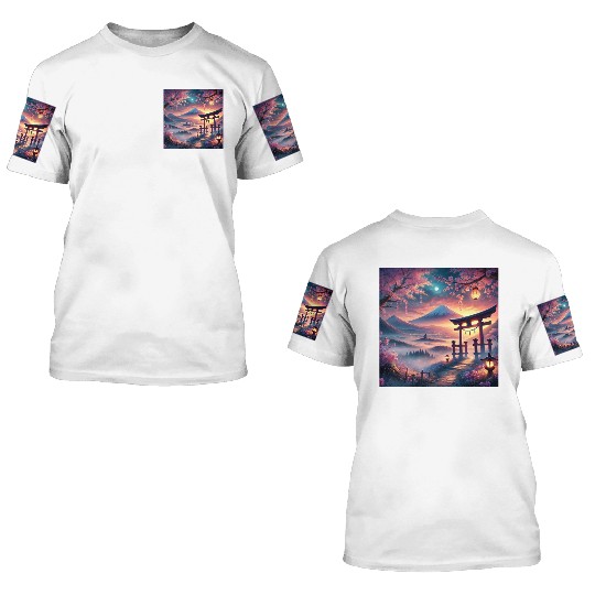 fuji sakura torii 3D T Shirts