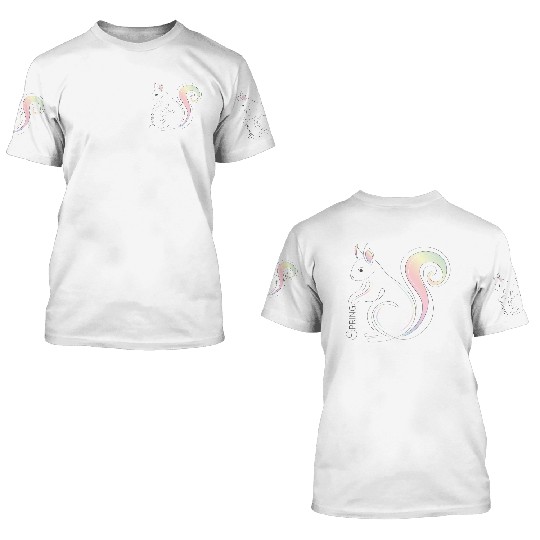 Squirrel Illustration - Spring Inspiration 3D T Shirts