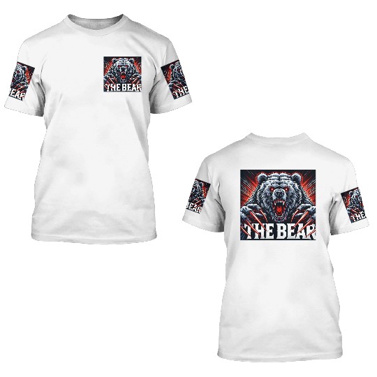 Black White Illustrated The Bear 3D T Shirts
