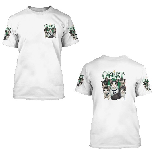 Vintage 90s Aesthetic Multi-Cat Graphic 3D T Shirts