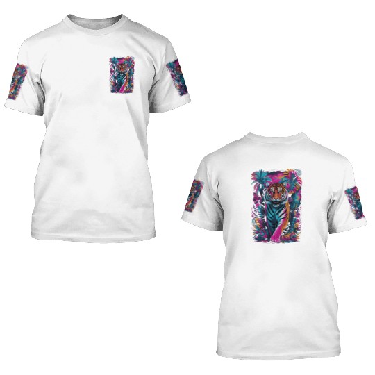 Psychedelic Tiger in Vibrant Jungle Design 3D T Shirts