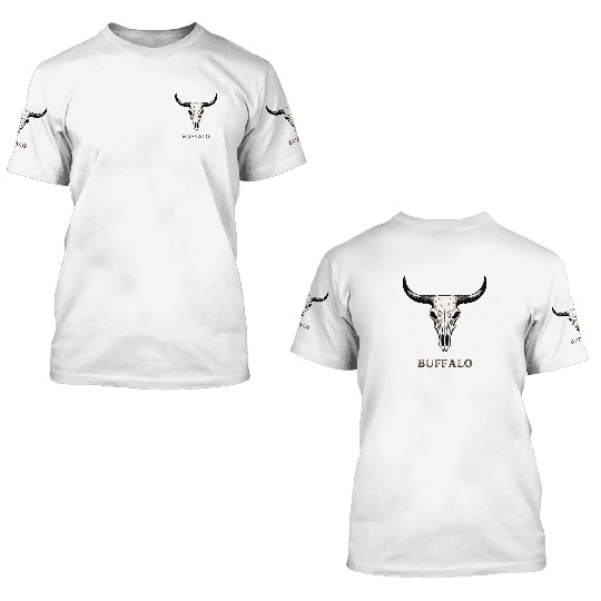 Buffalo Skull Art 3D T Shirts