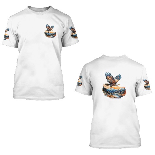 Eagle Watercolor Illustration 3D T Shirts