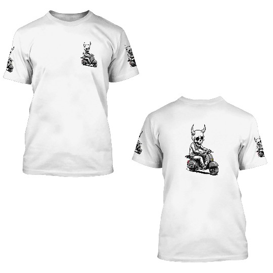 Born to Be Wild - Skull Devil on Scooter 3D T Shirts