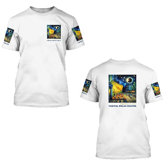 Partial Solar Eclipse Night Scene Art September 3D T Shirts