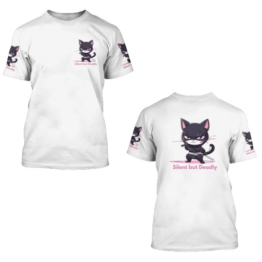 Silent But Deadly – Chibi Ninja in Action 3D T Shirts