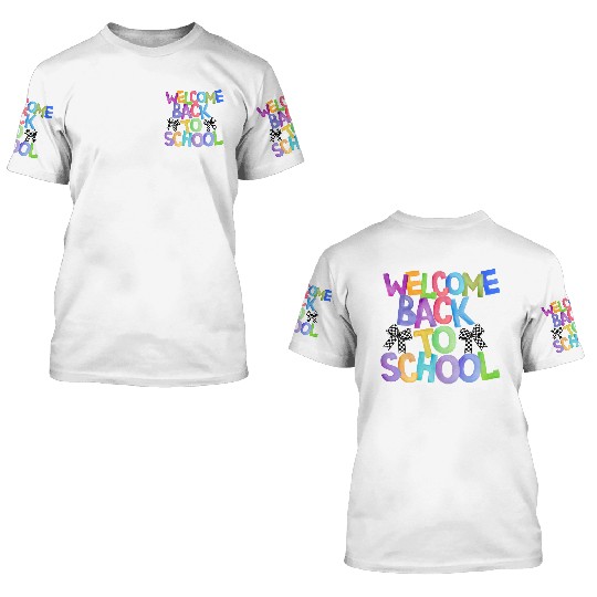 Welcome Back to School Coquette Bow Design 3D T Shirts