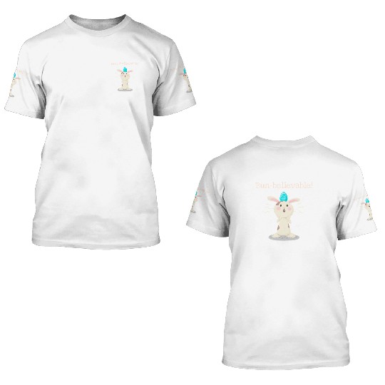 Bun-believable Funny Surprised Bunny Easter Egg 3D T Shirts
