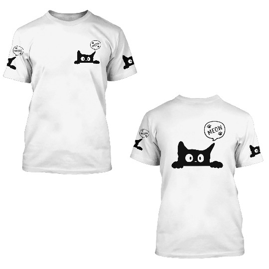 Black Cat- cute meow 3D T Shirts