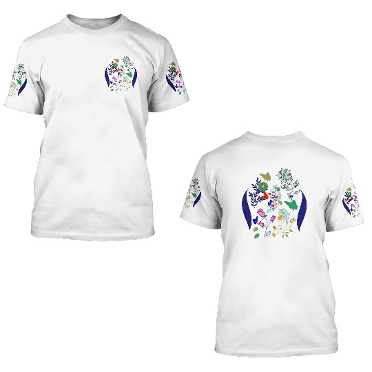 Flowers, Birds, and Butterfly 3D T Shirts