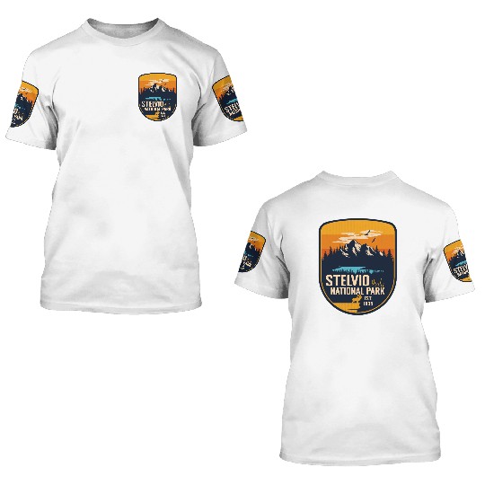 Stelvio National Park Italy Vintage Sunset Camping 3D T Shirts
