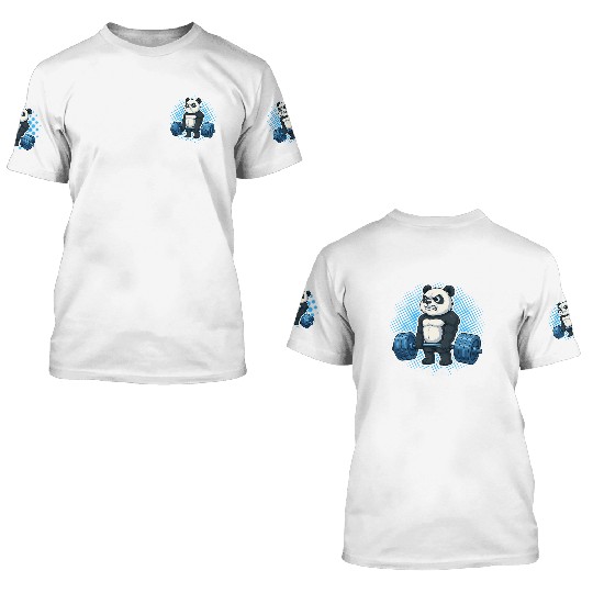 Installing Muscles Funny Gym Panda Weightlifting 3D T Shirts