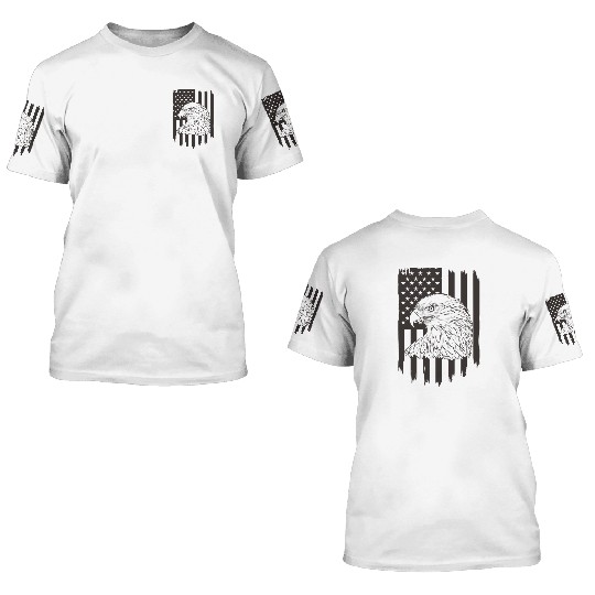 American Eagle Artistic Flag Design 3D T Shirts