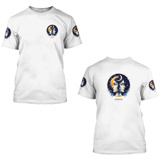 Zodiac Card Gemini 3D T Shirts