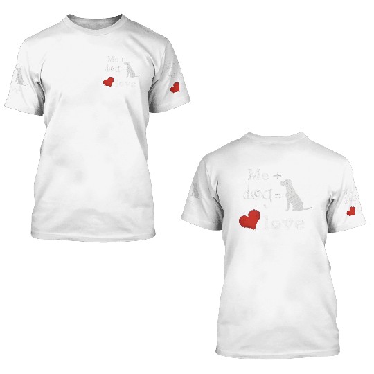 a dog and a red heart love 3D T Shirts