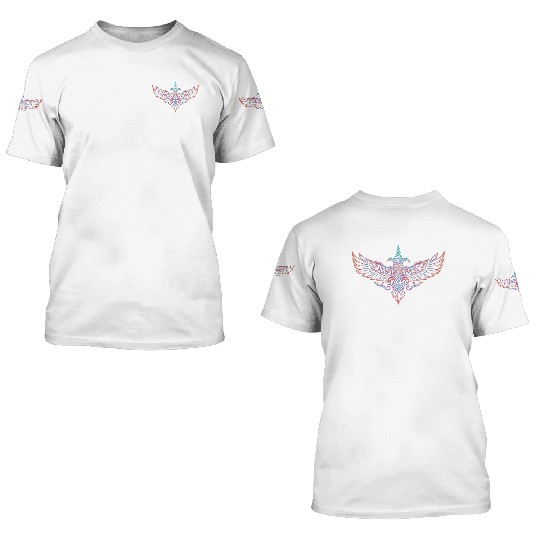 Neon Tribal Two-Headed Phoenix 3D T Shirts