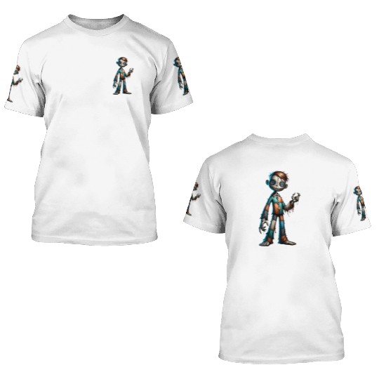 Stitched Button-Eyed Doll – Creepy Patchwork Puppe 3D T Shirts