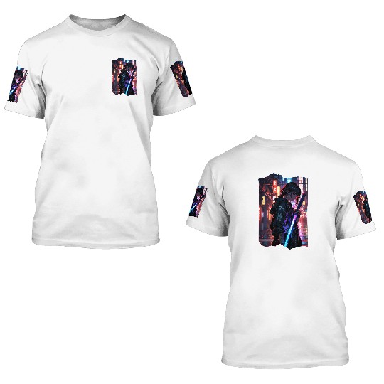 Cyberpunk Samurai Girl 3D T Shirts