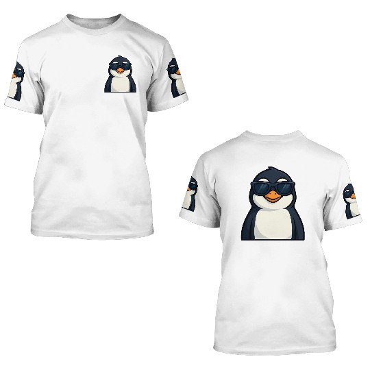 Cool penguin with sunglasses summer funny 3D T Shirts