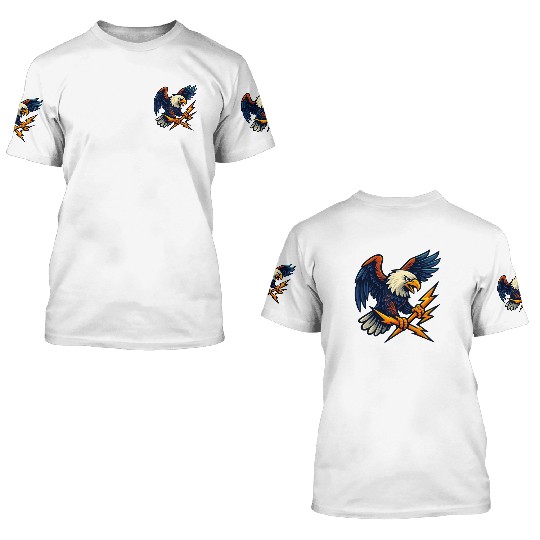 Bald Eagle with Lightning Bolts 3D T Shirts Design