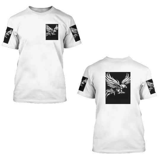 White Tribal Eagle Art Design" 3D T Shirts