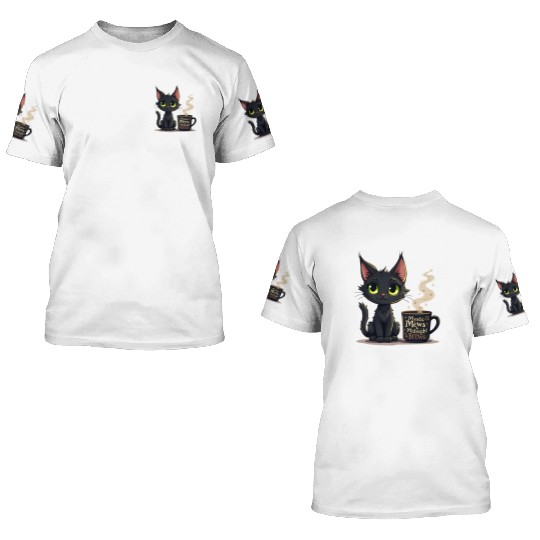 Mystic Mews & Midnight Brews - Black Cat & Magic 3D T Shirts