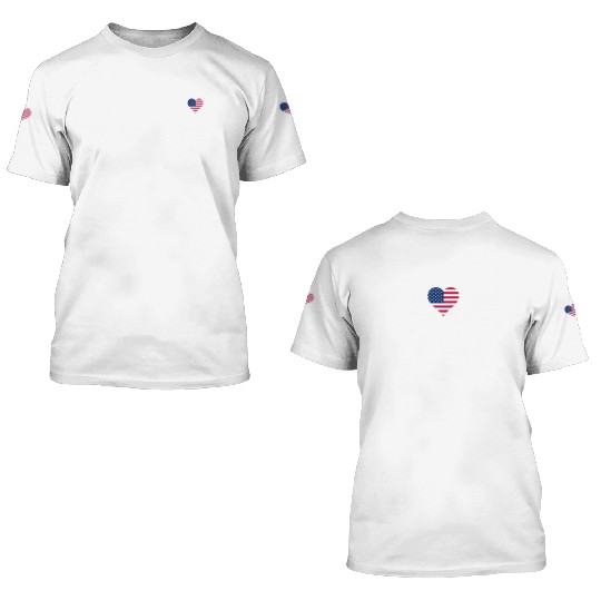 American Flag Heart 3D T Shirts Freedom 4th of July