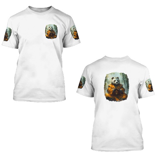 Meditating Panda In The Zen Bamboo Forest 3D T Shirts