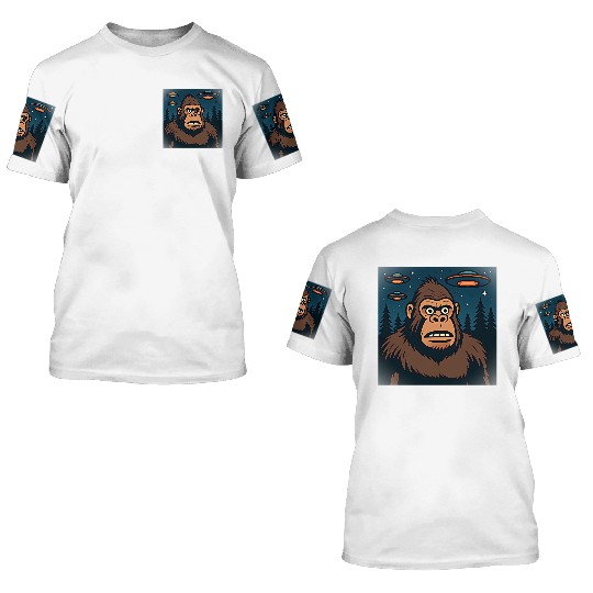 Bigfoot Sasquatch Funny Alien UFO 3D T Shirts