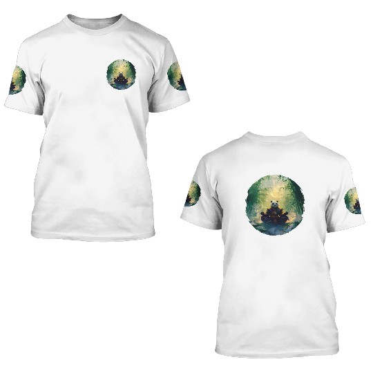 Panda Meditates In A Bright Bamboo Forest 3D T Shirts