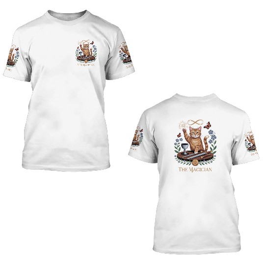 The Magician Tarot Cat Card 3D T Shirts