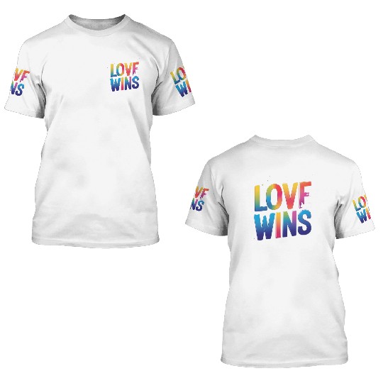 Love Wins Rainbow Script 3D T Shirts – Pride Month 3D T Shirts