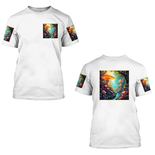 Enchanted Mushroom Forest Dream 3D T Shirts
