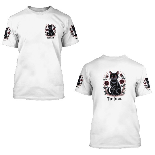 The Devil Tarot Cat Art 3D T Shirts