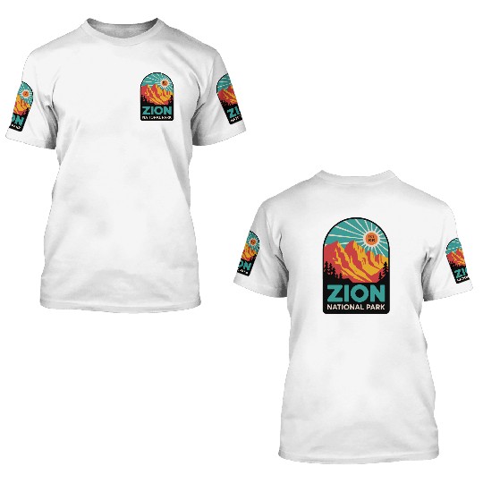 Zion National Park Retro Sunset Art 3D T Shirts